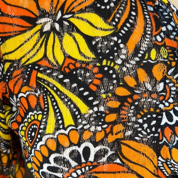 Vintage Alice Stuart Mesh 70s Floral Print Blouse - Picture 2 of 9